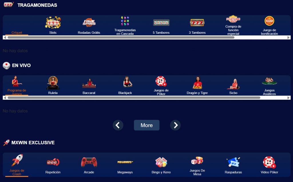 Juegos en vivo Evolution en MXWin Casino México